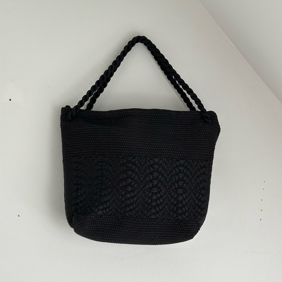 Vintage 90s Black Woven Handbag - Picture 2 of 3